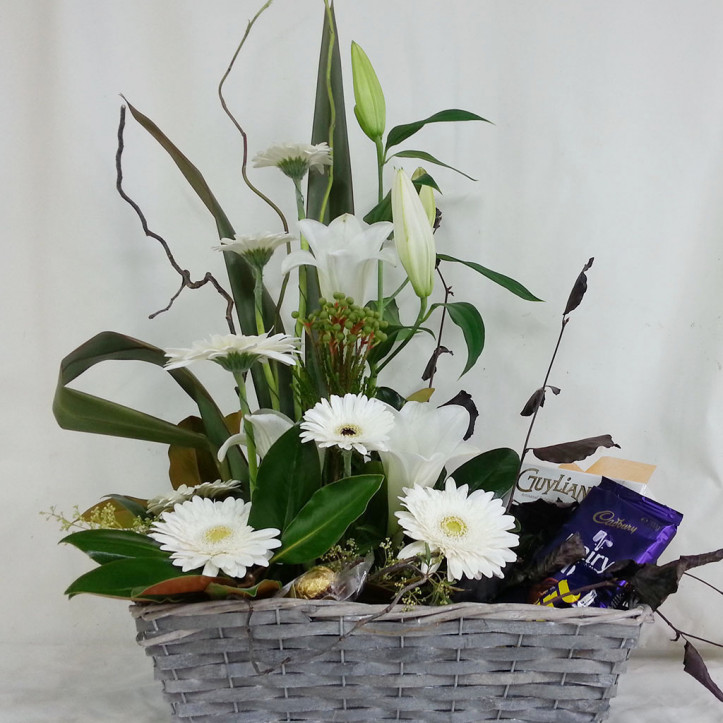 Basket of Flowers and Chocolates