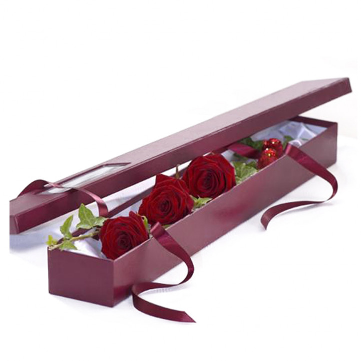 3 stems Red Roses Gift Box 